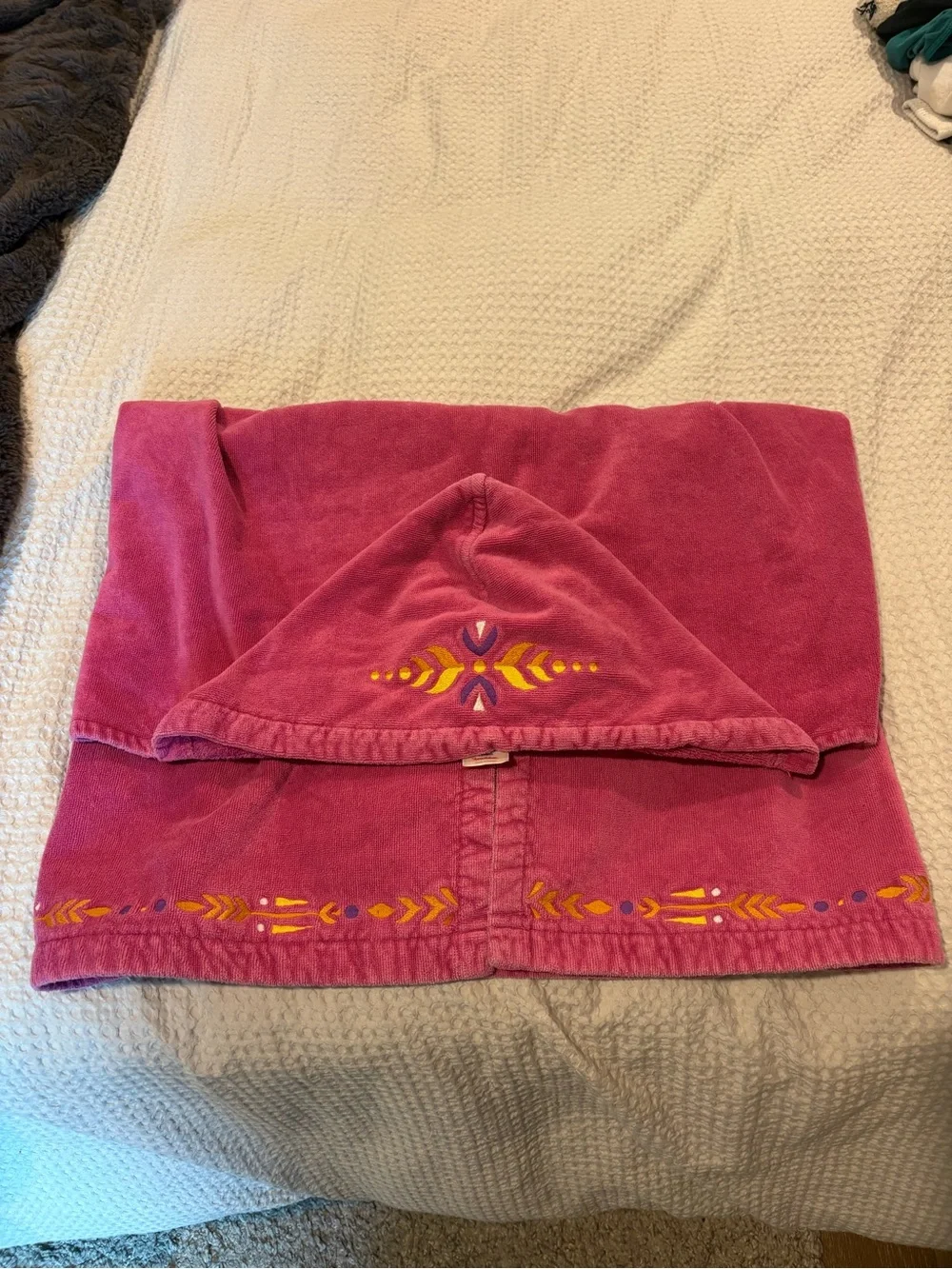 Hanna Andersson Anna Frozen Magenta Towel with Embroidery